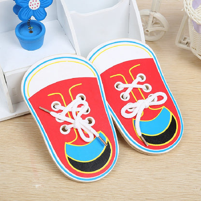 Wooden Montessori Toys Practice Tying Shoelaces Learning Toy 2