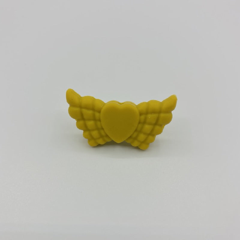 20pcs Silicone Focal Beads Wing Shape with Heart Center 14