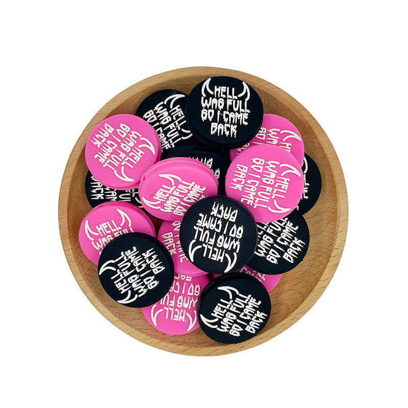 20pcs Silicone Focal Beads Hell Was Full Quote Printed Text 4