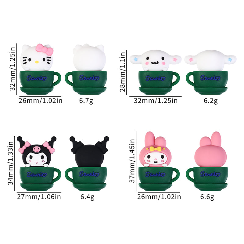 20Pcs Silicone 3D Focal Beads Green Cup Character Sitting Pose 9