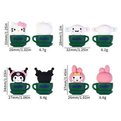 20Pcs Silicone 3D Focal Beads Green Cup Character Sitting Pose 9