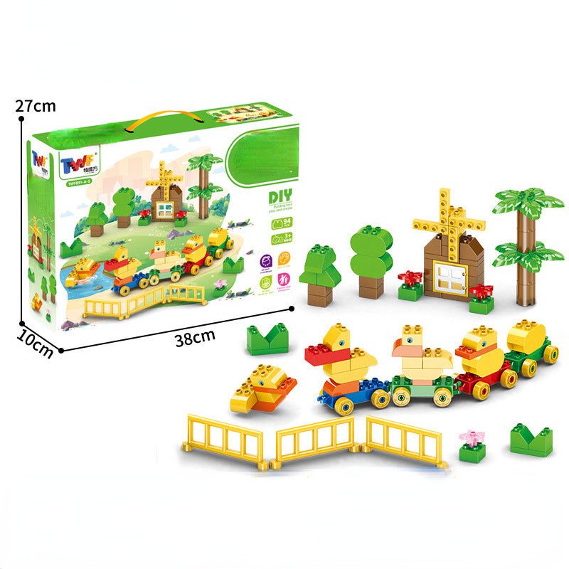 Plastic Building Blocks Educational Toy Duck Farm Scene for Kids