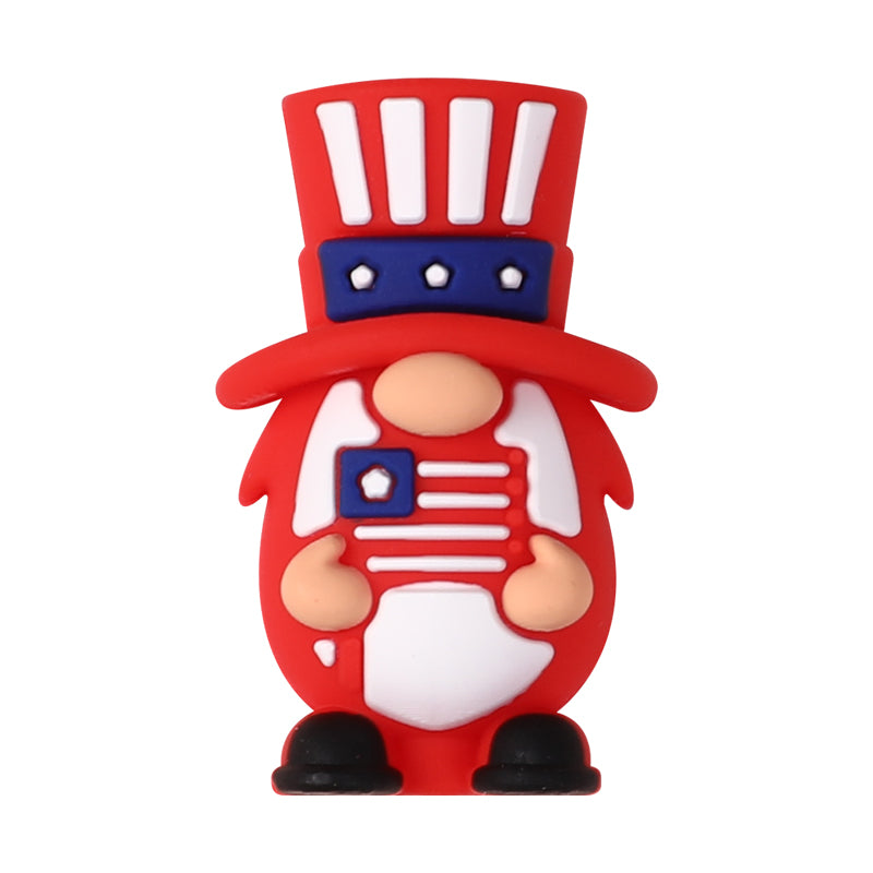 20Pcs Silicone 3D Focal Beads Independence Day Dwarf USA Theme 14