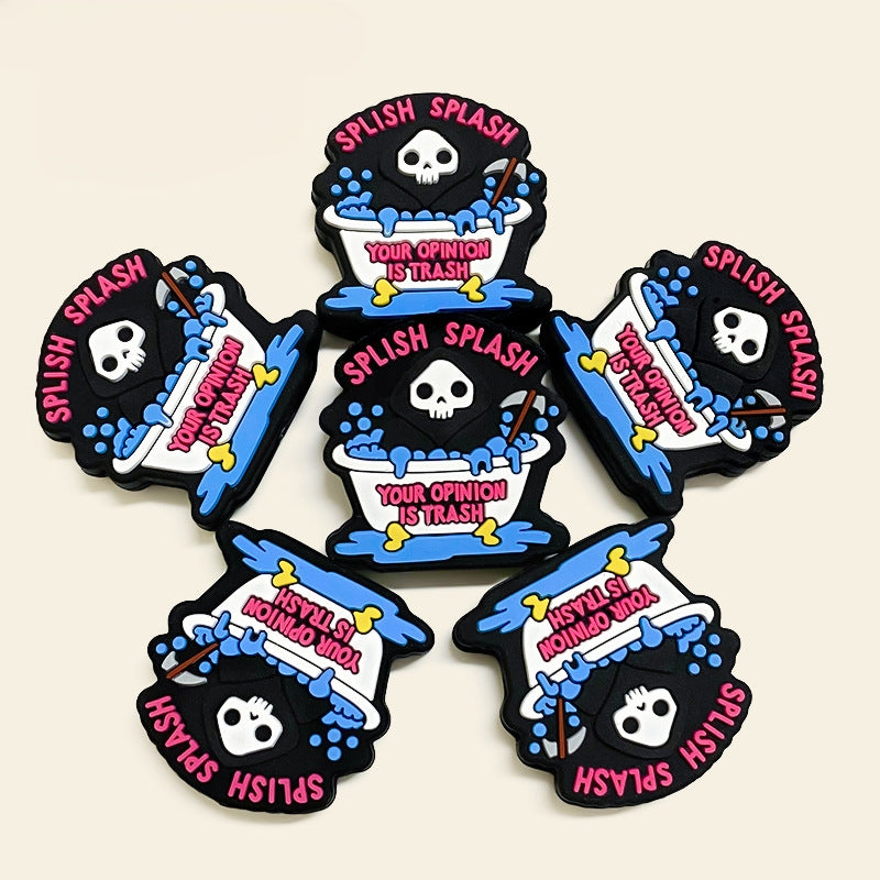 20Pcs Silicone Focal Beads Halloween Skeleton Bath Tub Design