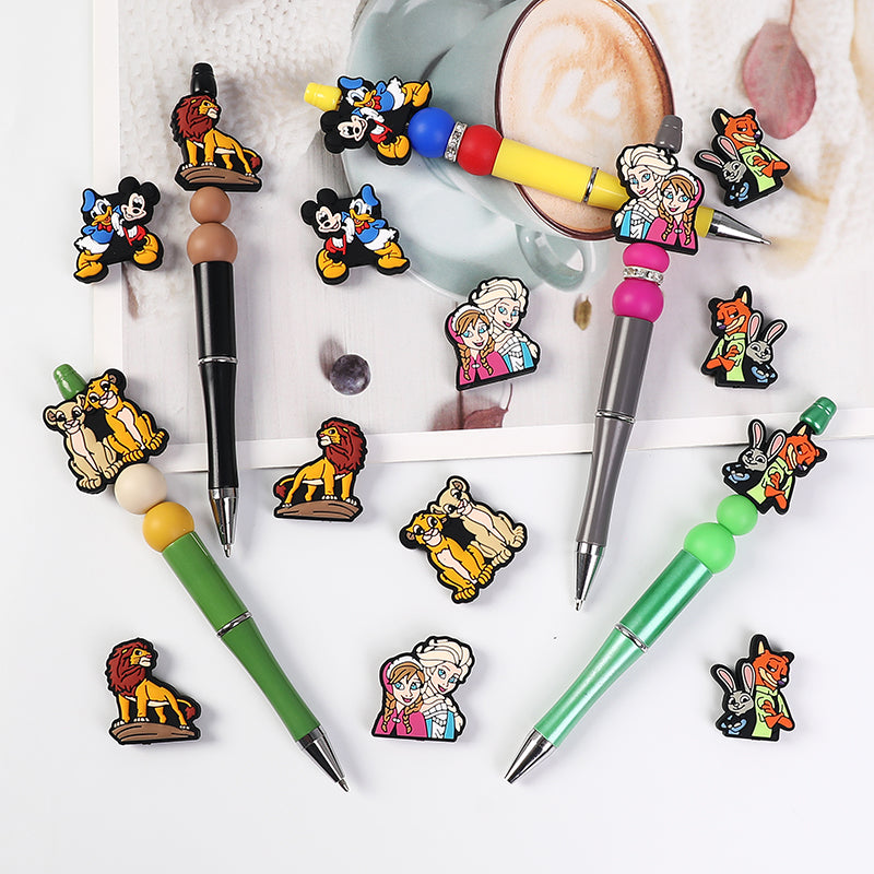 20pcs Silicone Focal Beads Blue Alien Character Large Ears and Round Ear Mouse Character 7