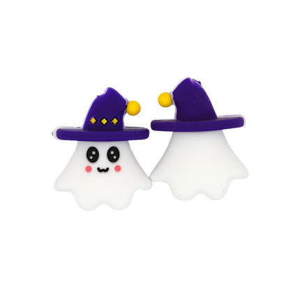 20Pcs Silicone 3D Focal Beads Halloween Witch Genie Ghost with Purple Hat