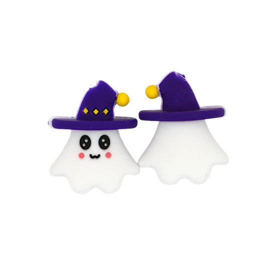 20Pcs Silicone 3D Focal Beads Halloween Witch Genie Ghost with Purple Hat