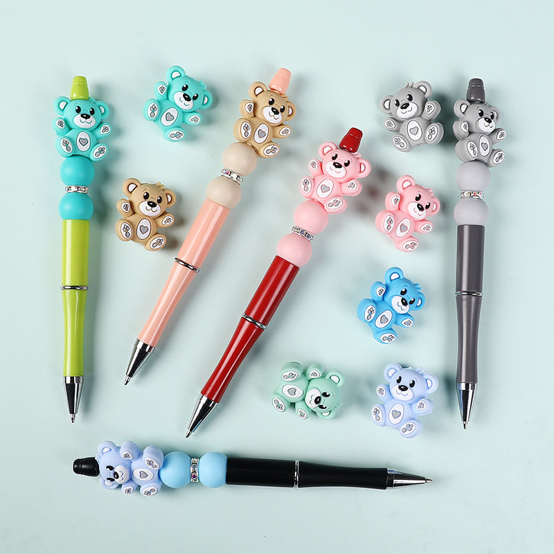 Silicone 3D Focal Beads Hug Bear Sitting Pose 7