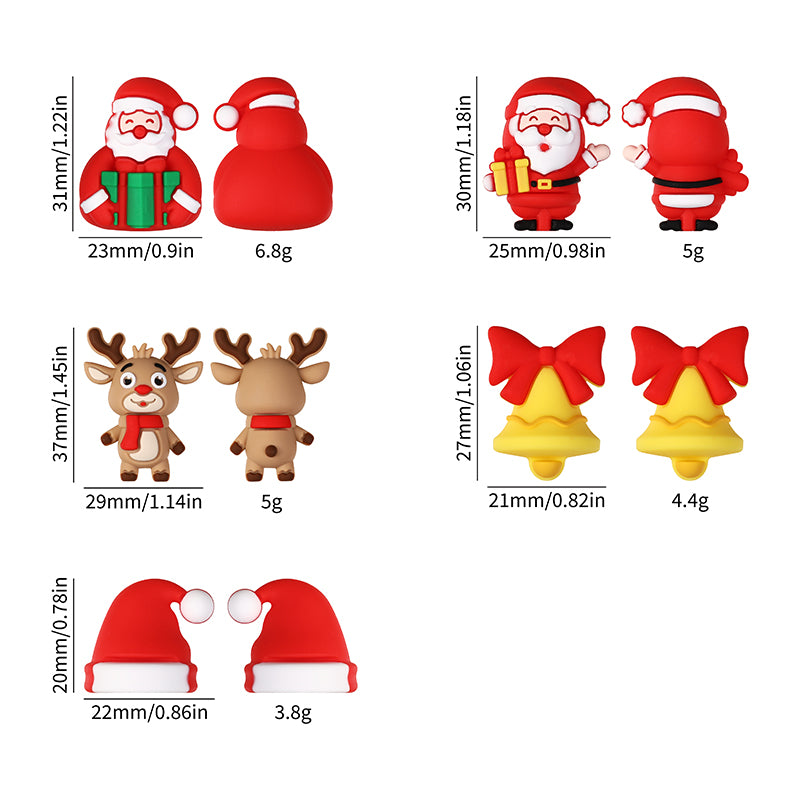 20Pcs Silicone 3D Focal Beads Christmas Themed Gingerbread Man Full Body 12
