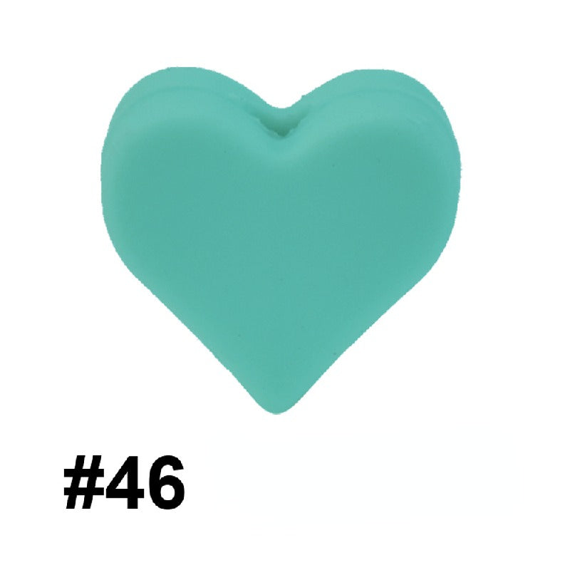 50pcs 14mm Heart Silicone Beads Colorful Diy Teether Accessories 23
