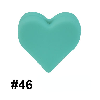 50pcs 14mm Heart Silicone Beads Colorful Diy Teether Accessories 23