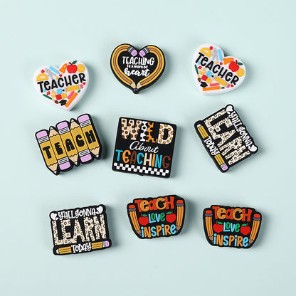 Silicone Focal Beads Teacher Heart Teaching Motivation Learn Designs