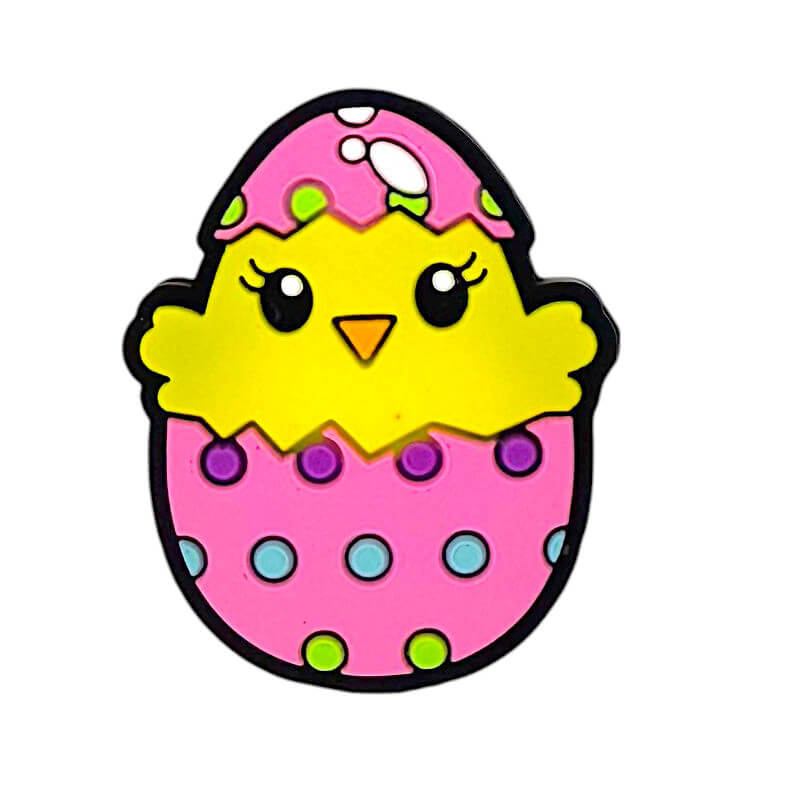 Silicone Focal Beads Easter Yellow Chick Pink Eggshell Base