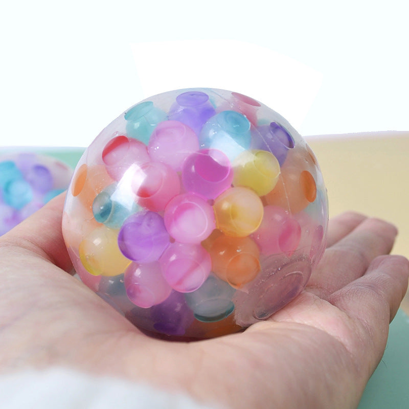 Rainbow Bead Squeeze Sensory Stress Ball Soft Plastic Toy 6cm 3
