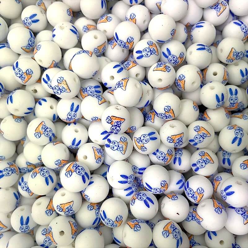 50pcs 15mm Easter Silicone Beads Yellow Red Color Egg Printed 6