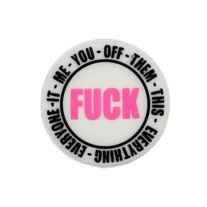 20pcs Silicone Focal Beads Circular Bold Text Design 3