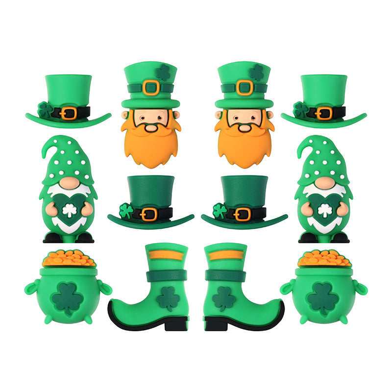 20Pcs Silicone 3D Focal Beads St. Patrick's Day Lucky Symbols Variety