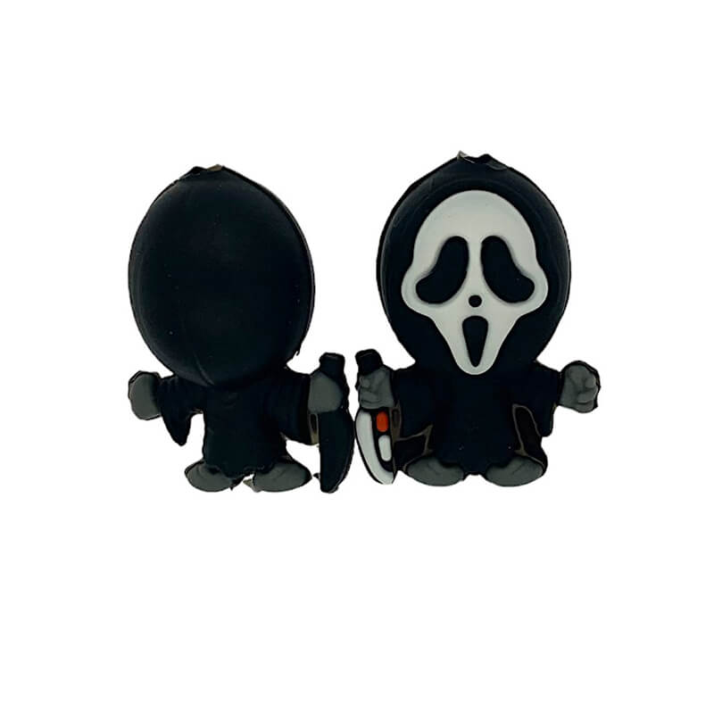 Silicone 3D Focal Beads Ghost Face Character Holding Knife