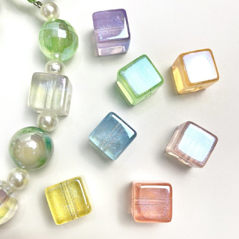 50pcs 14mm Colorful UV Finish Cube Acrylic Beads Jewelry Making 3