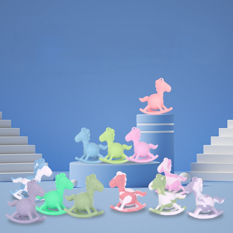 Silicone Baby Teething Toy Rocking Horse Sound for Infant 4 Pack