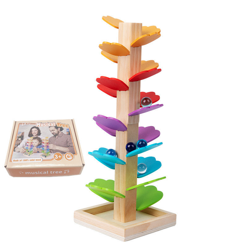 Wooden Marble Run Musical Tree Educational Toy 19cm