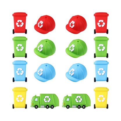 Silicone 3D Focal Beads Sanitation Series Recycling Bin and Cap Designs 10
