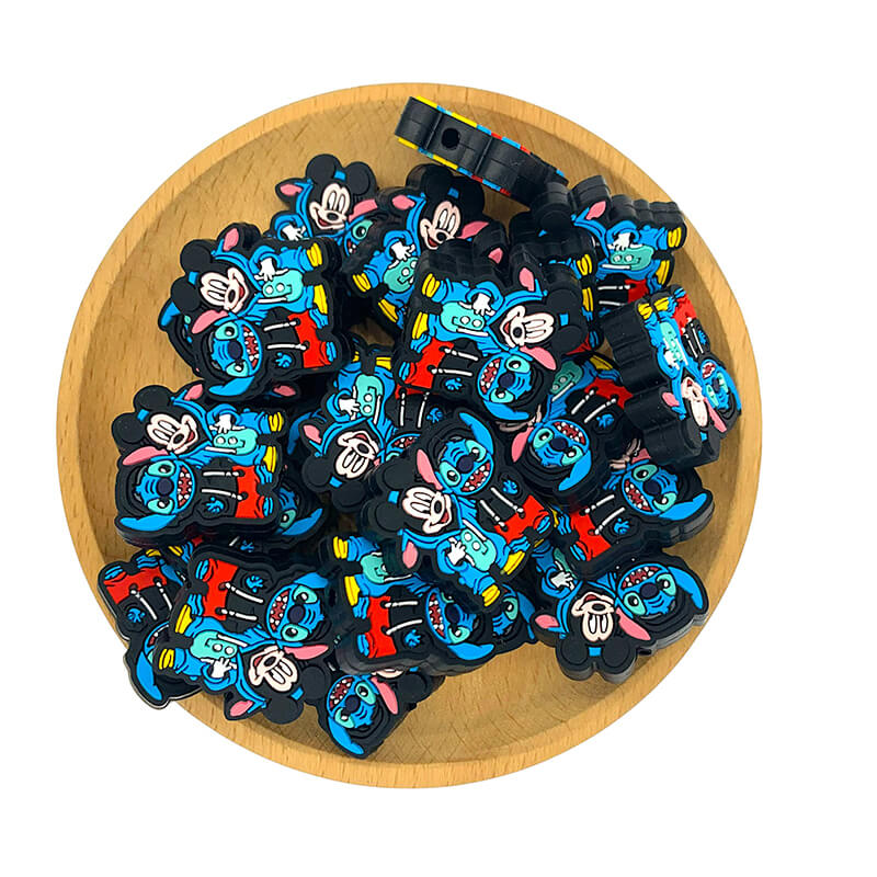 Silicone Focal Beads Blue Alien Character Large Ears with Round Ear Mouse Character Front Facing 2