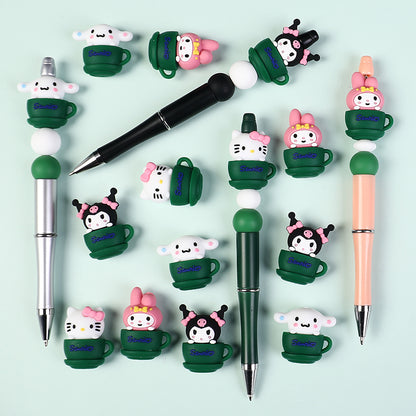 20Pcs Silicone 3D Focal Beads Green Cup Character Sitting Pose 6