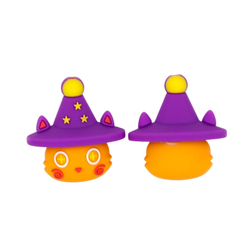 20Pcs Silicone 3D Focal Beads Halloween Cute Imp Purple Hat