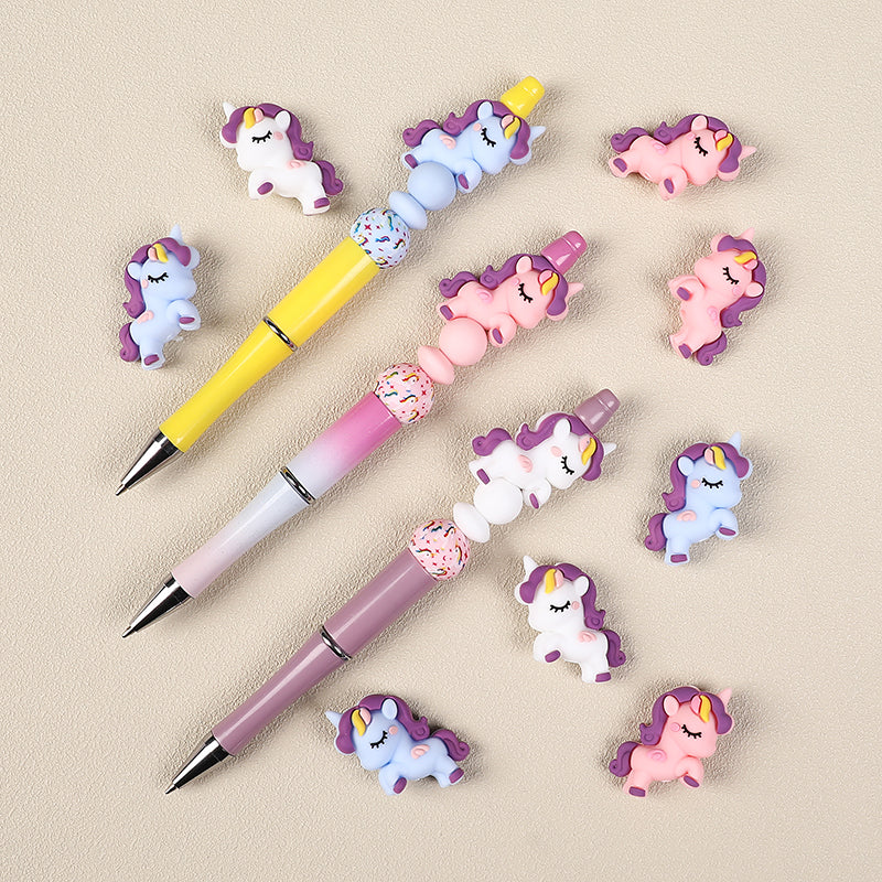 20Pcs Silicone 3D Focal Beads Unicorn Sleeping Pose 8