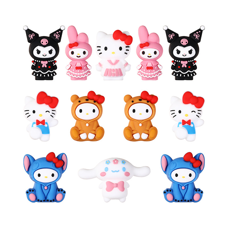 20Pcs Silicone 3D Focal Beads White Cat Round Head Bow Accessory Set 9