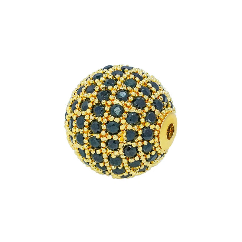 5pcs 12mm Zirconia Paved Round Brass Round Beads 11