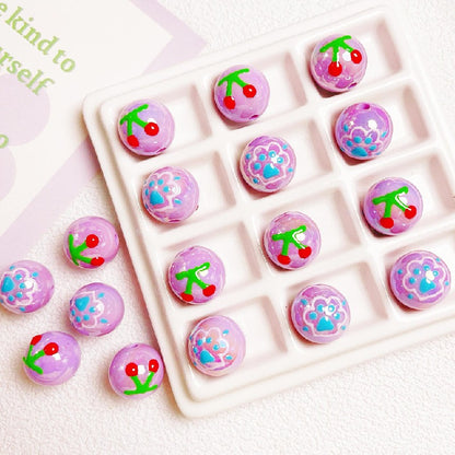 5pcs 16mm Cartoon Round Acrylic Beads Hand-Painted for Jewelry Making 3