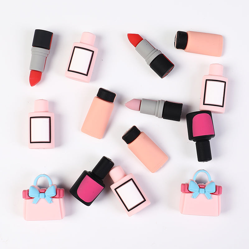 20pcs Silicone 3D Focal Beads Cosmetics Set Bow Bag and Lipstick Detail 5