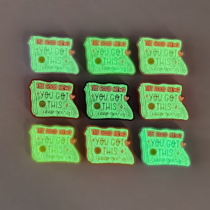 20Pcs Silicone Focal Beads Keep Going Glow In The Dark Scroll Design 11