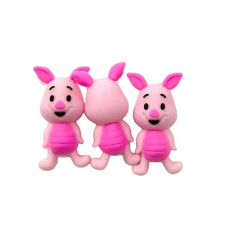 20Pcs Silicone 3D Focal Beads Pink Piggy With Stacked Figure Structure