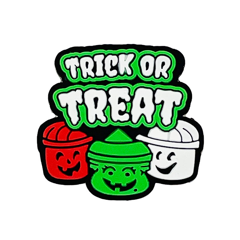 20pcs Silicone Focal Beads Halloween Trick Or Treat Text Design