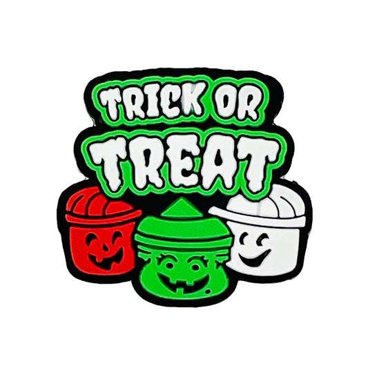 20pcs Silicone Focal Beads Halloween Trick Or Treat Text Design