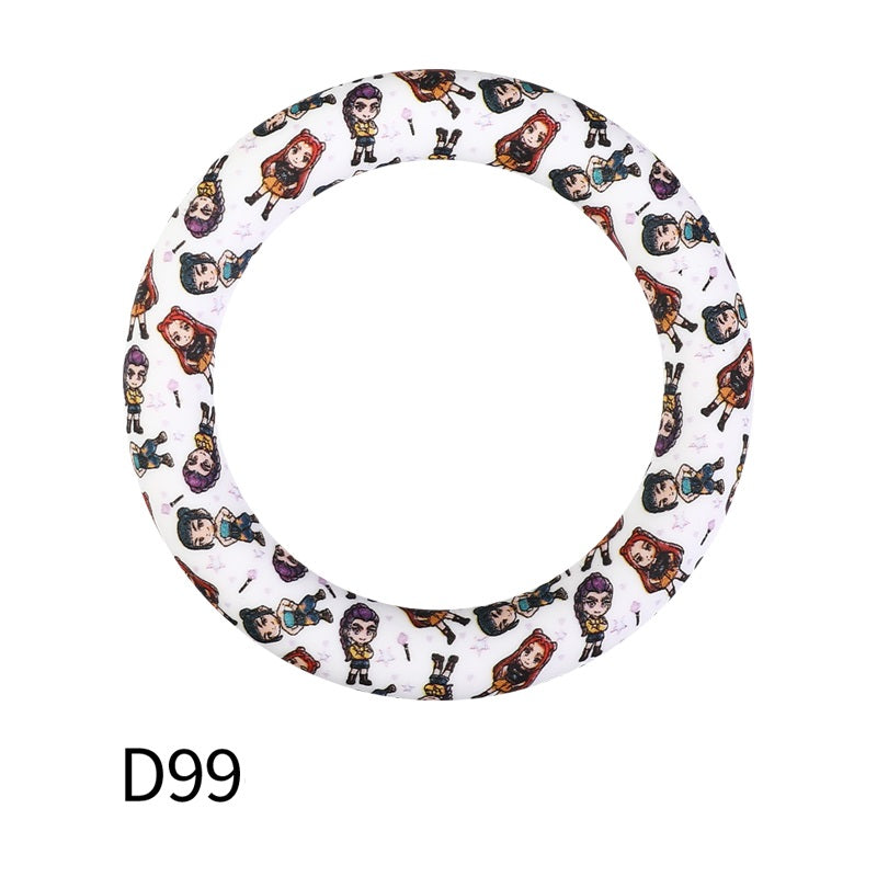 65mm Printed Silicone Beads Rings 47