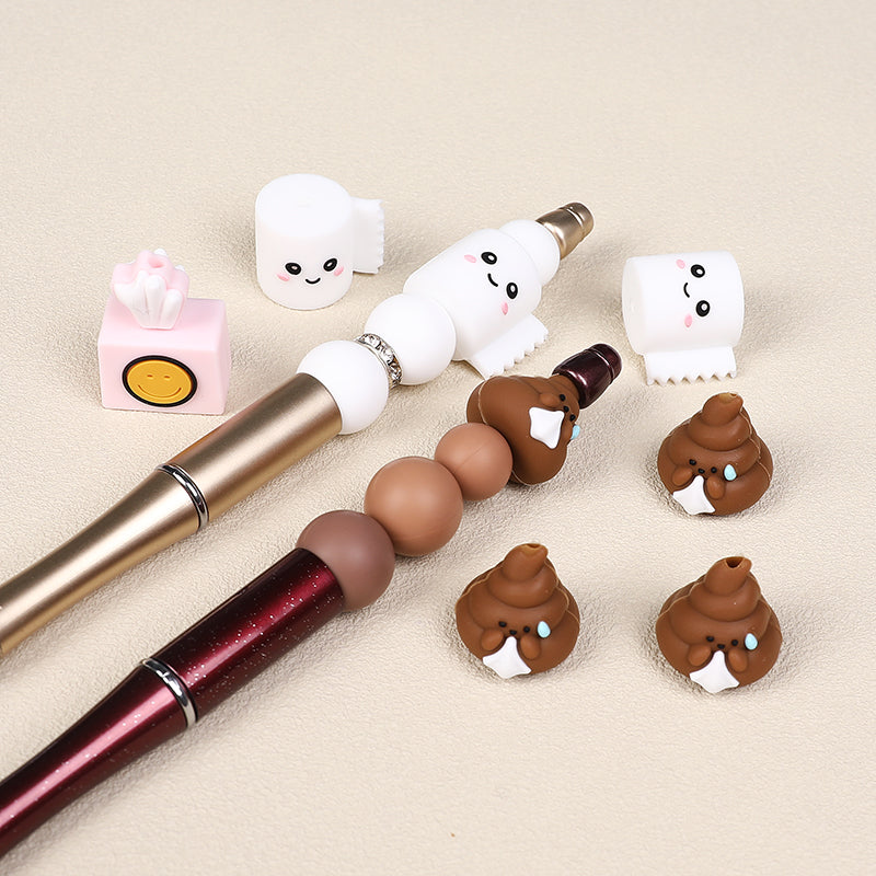 Silicone 3D Focal Beads Tissue Poop With White Tissue and Pink Paper 7
