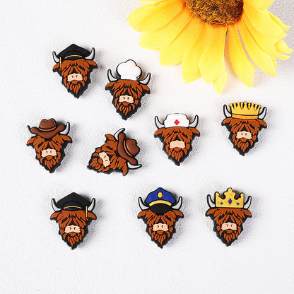 Silicone Focal Beads Seven Professions Highland Cattle Front Facing 9