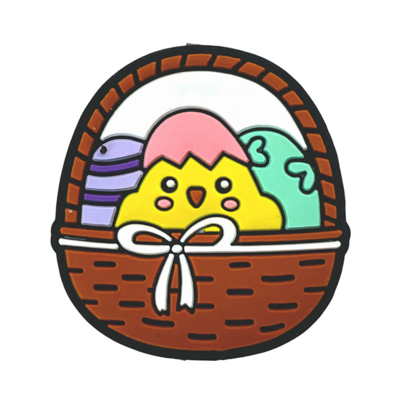 20pcs Silicone Focal Beads Easter Egg and Chicks Basket Design