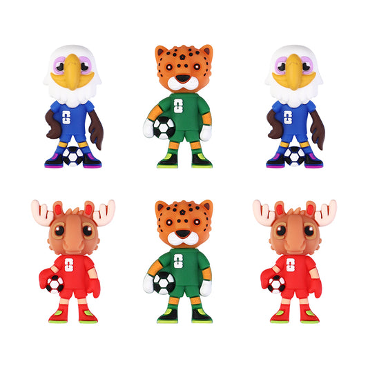 20Pcs Silicone 3D Focal Beads World Cup Mascot Holding Soccer Ball