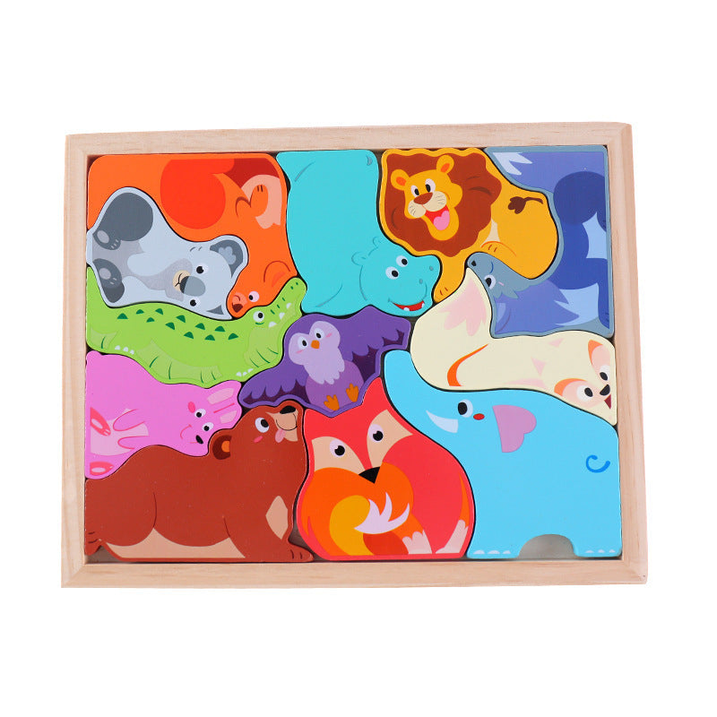 Cartoon Animal Wooden 3D Puzzle Educational Toy for Kids 9