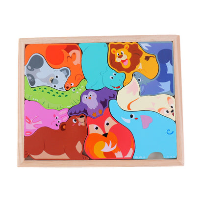 Cartoon Animal Wooden 3D Puzzle Educational Toy for Kids 9