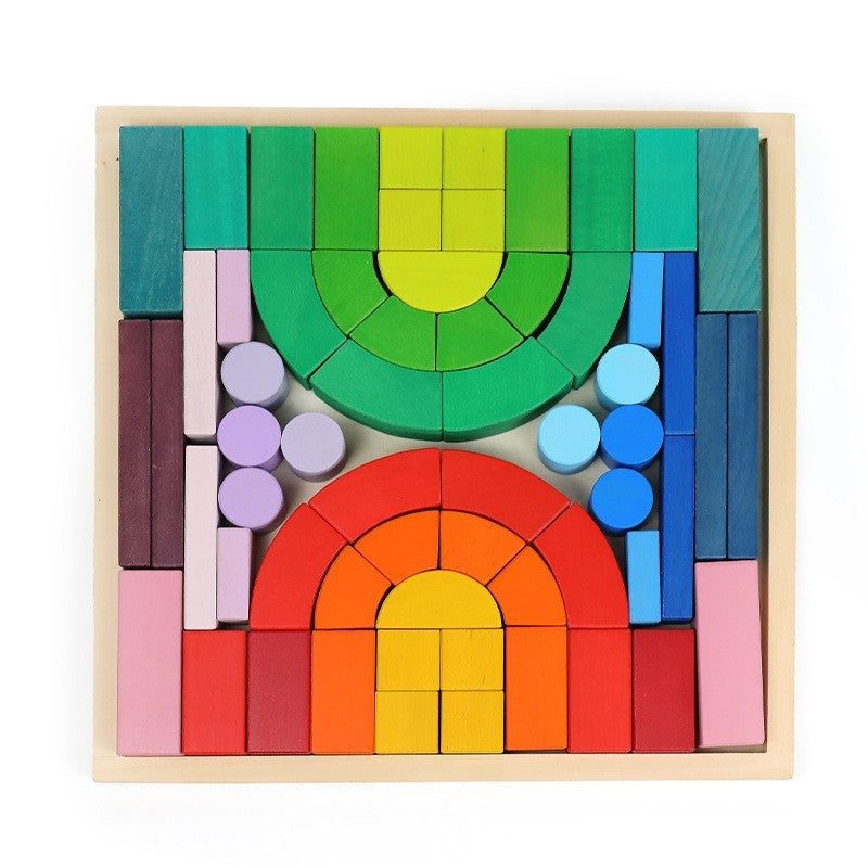 Wooden Building Blocks Football Pitch Educational Toy 2