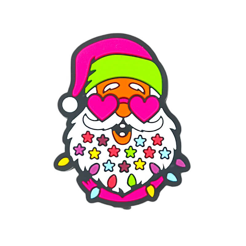 Silicone Focal Beads Christmas Heart Eyes Santa Claus With Star Beard