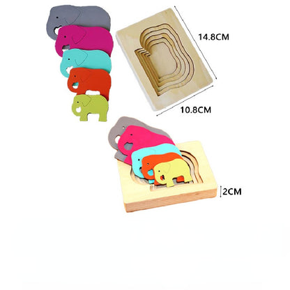Wooden Multi Layered Gradient Puzzle Montessori Toys for Toddlers 5
