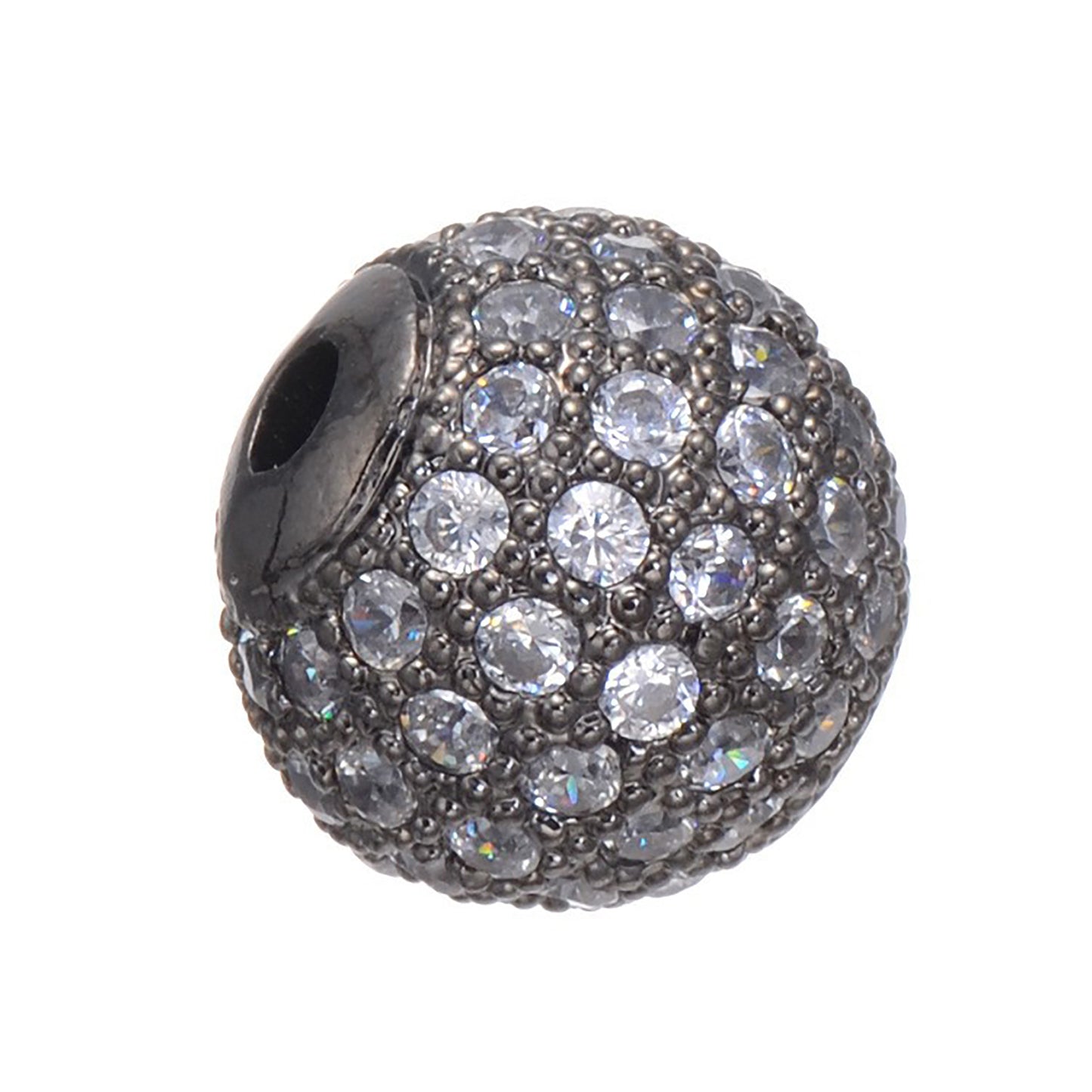 Brass Round Beads with Fancy Zirconia Pave 14mm 5pcs 8