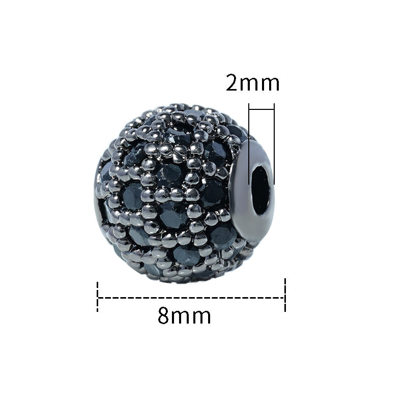 30pcs Fancy Zirconia Paved Brass Round Beads 20
